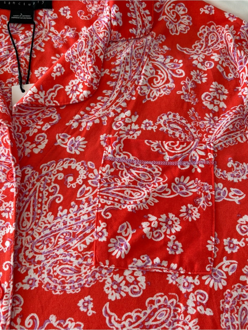 Soft pajama short set orange paisley print L NWT - Picture 6 of 7